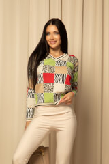 Cozy Elegance Пуловер От Плетиво - Red/Green - Изображение 2
