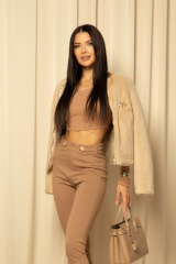 Chic Button Дълъг Клин - Camel - Изображение 5