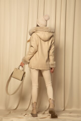Winter Pulse Зимно Палто - Бомбър От Кашмир - Soft Beige - Изображение 21
