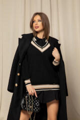 Touch of Elegance Пуловер От Плетиво - Black - Изображение 9