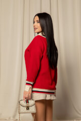 Touch of Elegance Пуловер От Плетиво - Red - Изображение 7