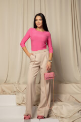 Comfy Flow Блуза От Плетиво С 3/4 Ръкав - Pink - Изображение 3