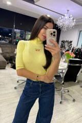 Colorful Miracle Блуза-Поло От Плетиво - Yellow - Изображение 2