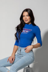 Stylish Everyday Блуза С 3/4 Ръкав - Blue - Изображение 3