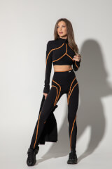 Prime Active Кроп-Топ С дълъг Ръкав - Black/Orange - Изображение 4