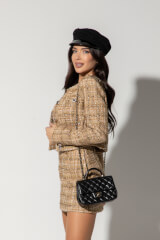 Casual Luxe Κοντό Μπλέιζερ Από Μπουκλέ - Gold - Εικόνα 5