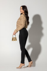 Casual Luxe Κοντό Μπλέιζερ Από Μπουκλέ - Gold - Εικόνα 11