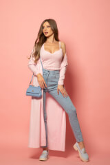 Pastel muse Μακριά Ζακέτα - Light Pink - Εικόνα 7