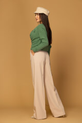 Emblem Knit Cardigan din tricot moale și pufos - Green - Imagine 8