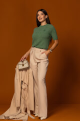 Emblem Knit Блузка От меко пухкаво плетиво - Green - Изображение 2
