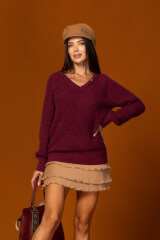 Pure Comfort Pulover din lână - Burgundy