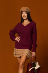Pure Comfort Pulover din lână - Burgundy - Imagine 2