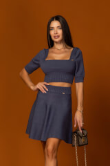 Signature Soft Fustă Tricotată - Jeans - Imagine 2