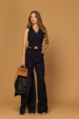 Old money Pantaloni cu Picior Larg - Dark Blue