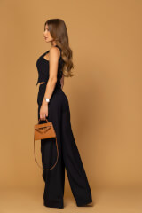 Old money Pantaloni cu Picior Larg - Dark Blue - Imagine 5