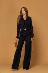 Old money Pantaloni cu Picior Larg - Dark Blue - Imagine 9