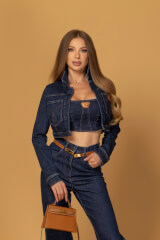 Denim Society Top Scurt Din Denim - Dark Blue - Imagine 2