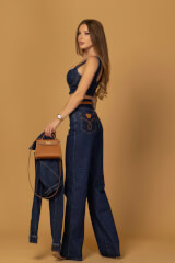 Denim Society Top Scurt Din Denim - Dark Blue - Imagine 5