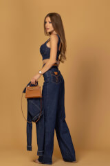 Denim Society Top Scurt Din Denim - Dark Blue - Imagine 7