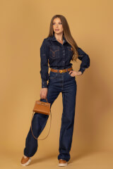 Denim Society Cămașă Din Denim - Dark Blue - Imagine 4