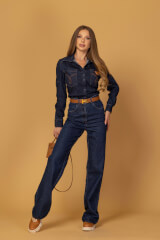 Denim Society Cămașă Din Denim - Dark Blue - Imagine 6