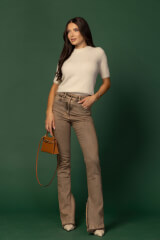 Emblem Knit Блузка От меко пухкаво плетиво - Soft Beige - Изображение 6