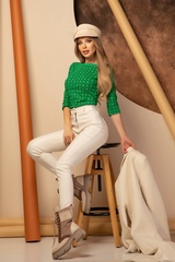 Pleasure To Wear Блуза С 3/4 Ръкав - Green - Изображение 4