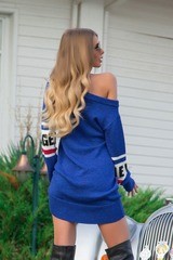 NA пуловер-рокля от плетиво - син - Изображение 4