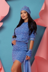 Alessa Fular tricotat cu Logo - Sky Blue - Imagine 2