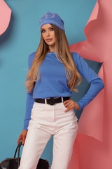 Alessa Fular tricotat cu Logo - Sky Blue - Imagine 1