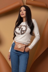 Alessa Luxury Logo Пуловер От Плетиво - Екрю - Изображение 3