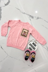 Bear Hug Mini Pulover tricotat - Pink - Imagine 6