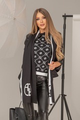 Alessa Πλεκτό Κασκόλ με λογότυπο - λευκό-μαύρο - Εικόνα 2