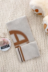 Alessa mini Πλεκτή Κουβέρτα Με Λογότυπο - Μόκα - Εικόνα 1
