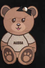 Alessa Bear Mini T-Shirt от Памук - Черна - Изображение 5