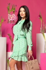 Dazzle Delight Ruffles Φόρεμα Με Αποσπώμενη Ζώνη - Green - Εικόνα 9