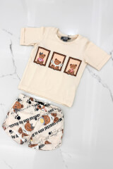 Bear Hug Mini T-Shirt Από Βαμβάκι - Soft Beige - Εικόνα 3