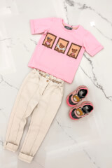 Bear Hug Mini T-Shirt Από Βαμβάκι - Pink - Εικόνα 3