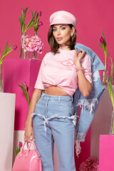 Street Style Star T-Shirt Από Βαμβάκι - Light Pink - Εικόνα 2