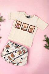 Bear Hug Mini T-Shirt Από Βαμβάκι - Soft Beige - Εικόνα 1