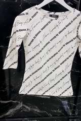 Alessa everyday блуза с 3/4 ръкав - бяла с надписи - Изображение 2