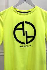 Alessa logo t-shirt - жълт неон с черен надпис - Изображение 3