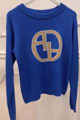 Alessa лого пуловер от плетиво - син - Изображение 3