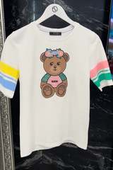 Flower Crown Bear T-shirt - екрю с розово - Изображение 3